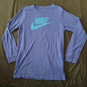 Nike boys medium athletic cut blue long sleeve tee shirt